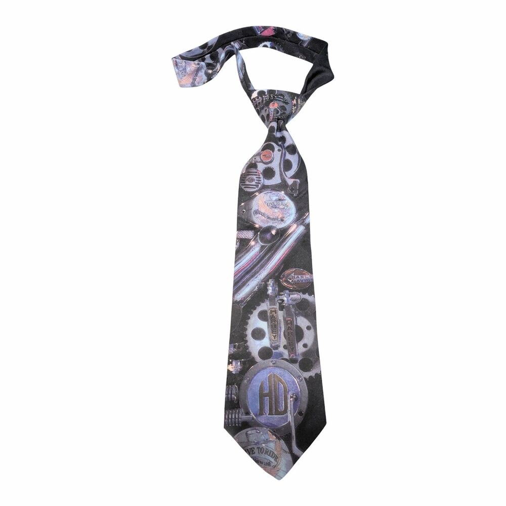 Vintage 1994 Harley-Davidson Harley Parts Graphic Design Necktie USA Made